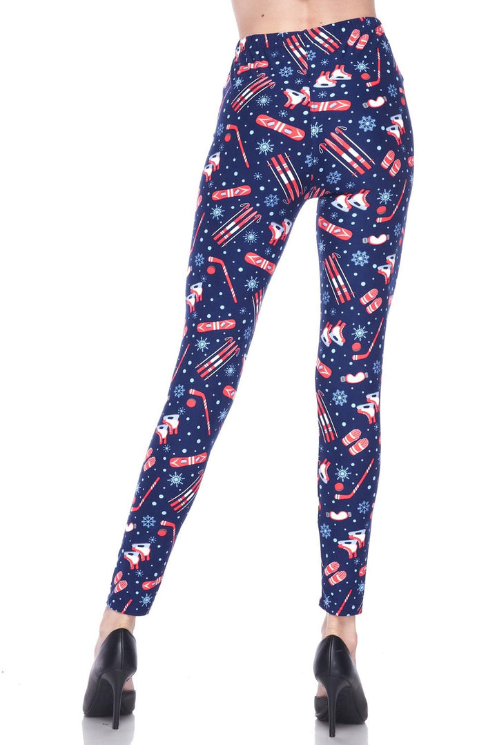 Buttery Smooth Winter Sports and Snowflakes Plus Size Leggings