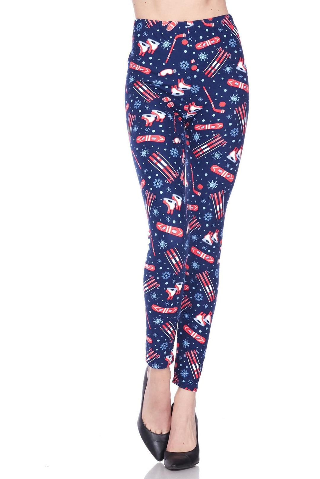Buttery Smooth Winter Sports and Snowflakes Plus Size Leggings