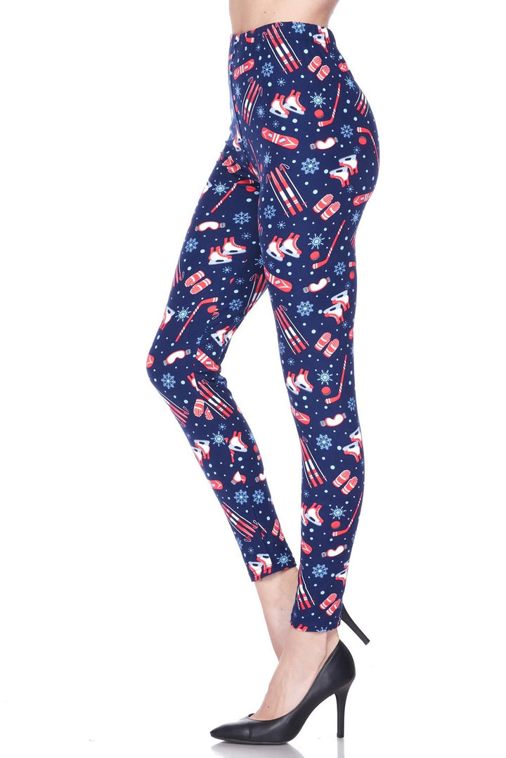 Buttery Smooth Winter Sports and Snowflakes Plus Size Leggings