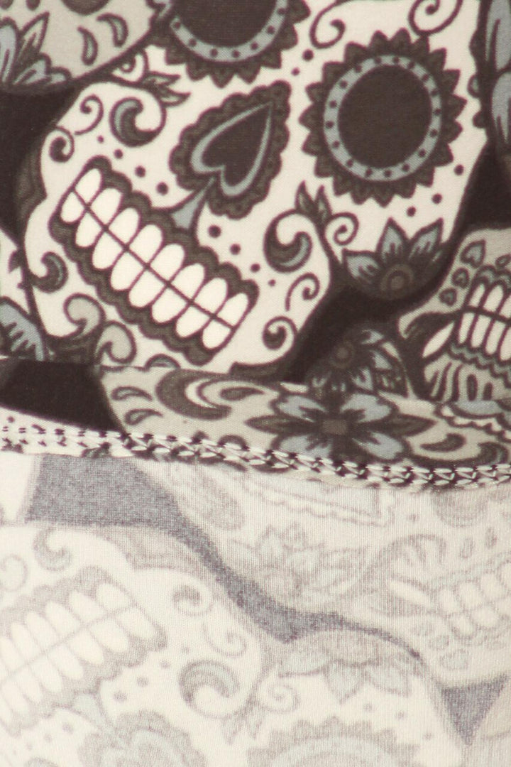 Buttery Smooth Charcoal Sugar Skull Plus Size Leggings