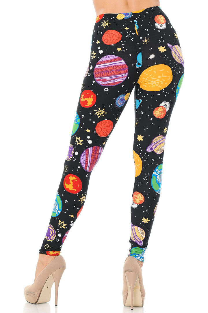 Buttery Smooth Planets in Space Plus Size Leggings