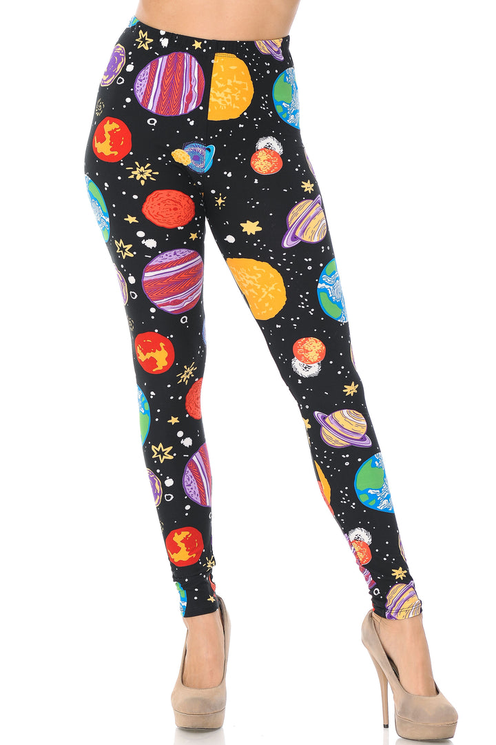 Buttery Smooth Planets in Space Plus Size Leggings