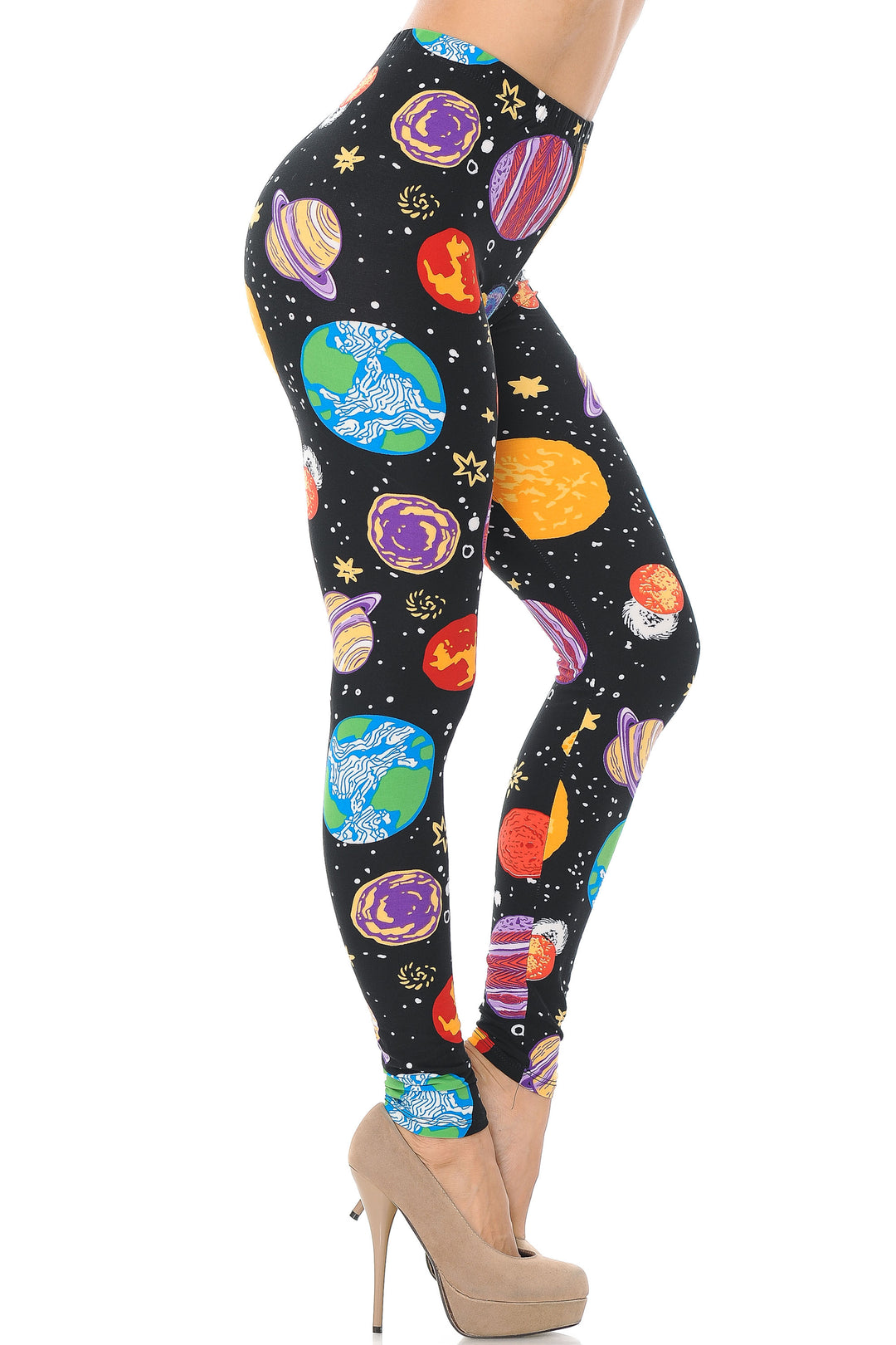 Buttery Smooth Planets in Space Plus Size Leggings