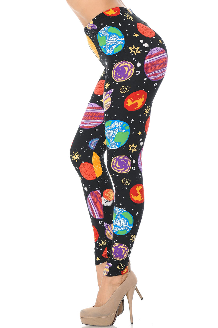 Buttery Smooth Planets in Space Plus Size Leggings