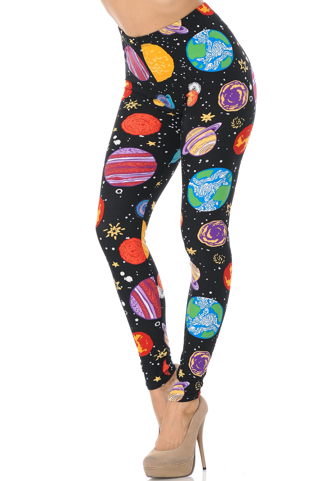 Buttery Smooth Planets in Space Plus Size Leggings