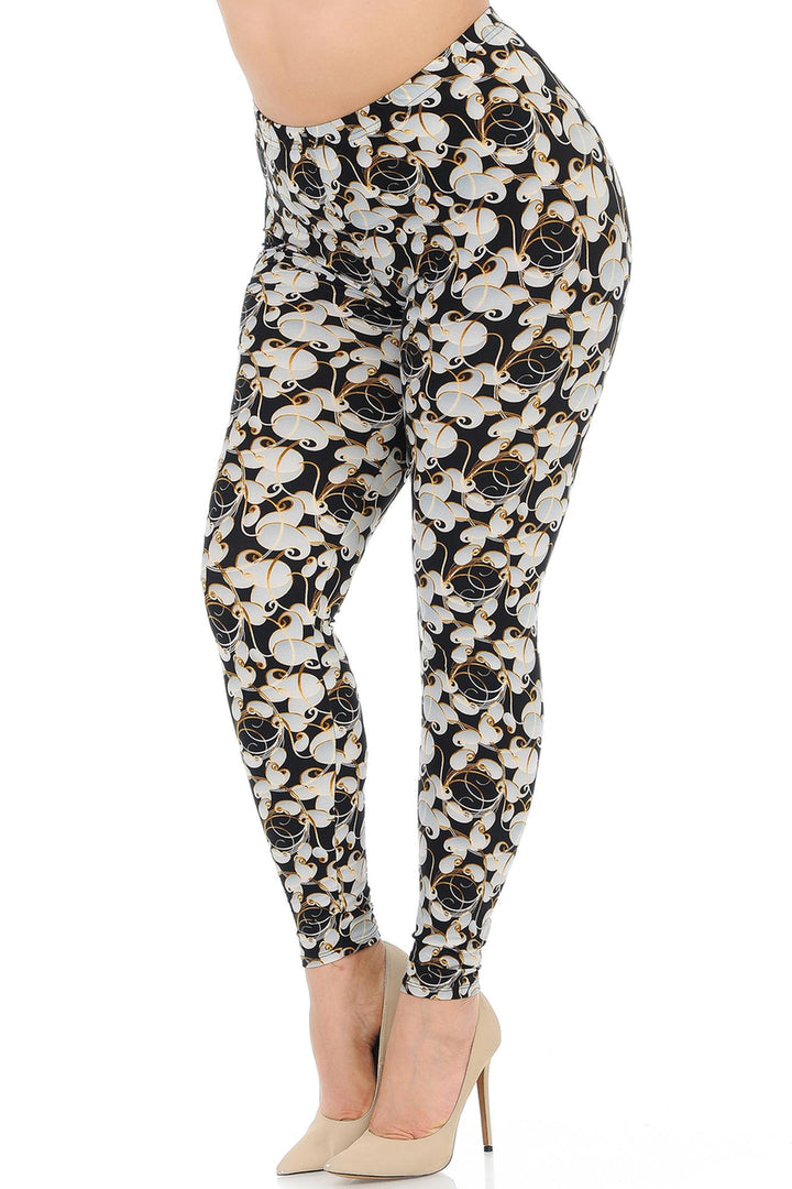 Buttery Smooth Ivory Petals Plus Size Leggings