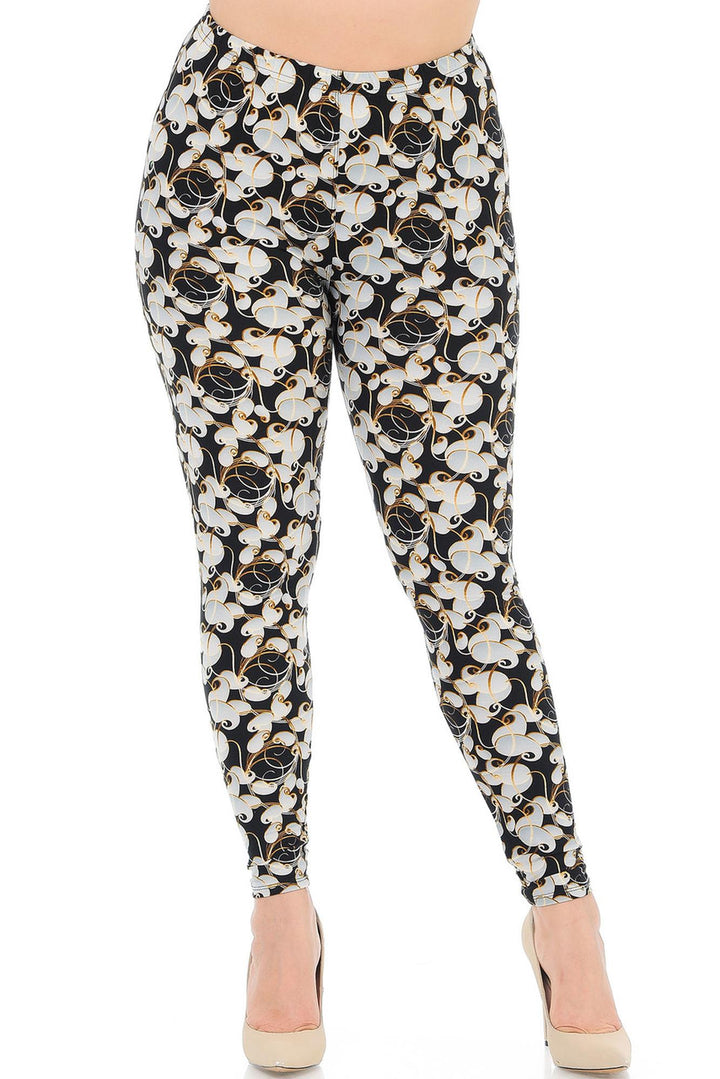 Buttery Smooth Ivory Petals Plus Size Leggings