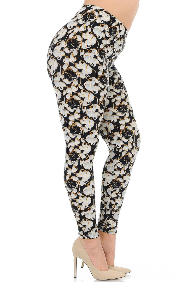Buttery Smooth Ivory Petals Plus Size Leggings