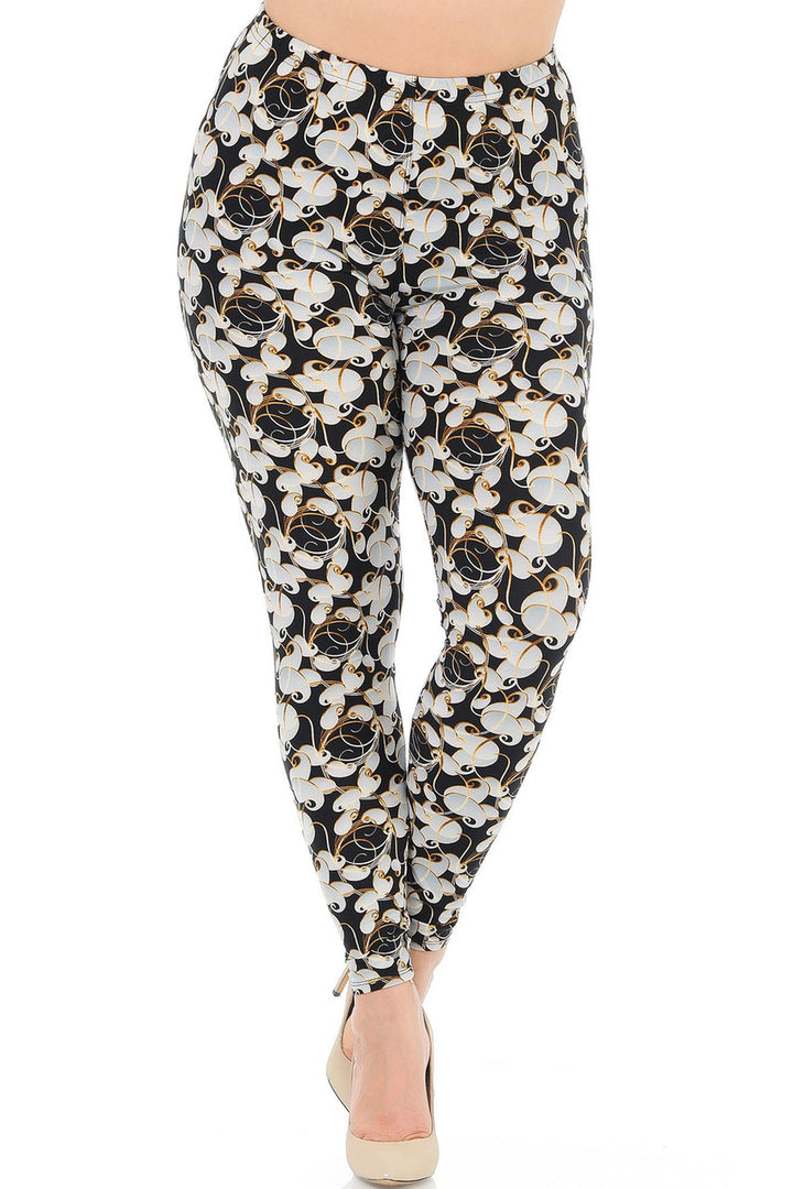 Buttery Smooth Ivory Petals Plus Size Leggings