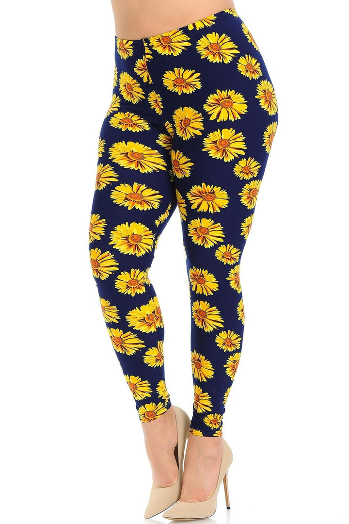 Buttery Smooth Summer Daisy Plus Size Leggings