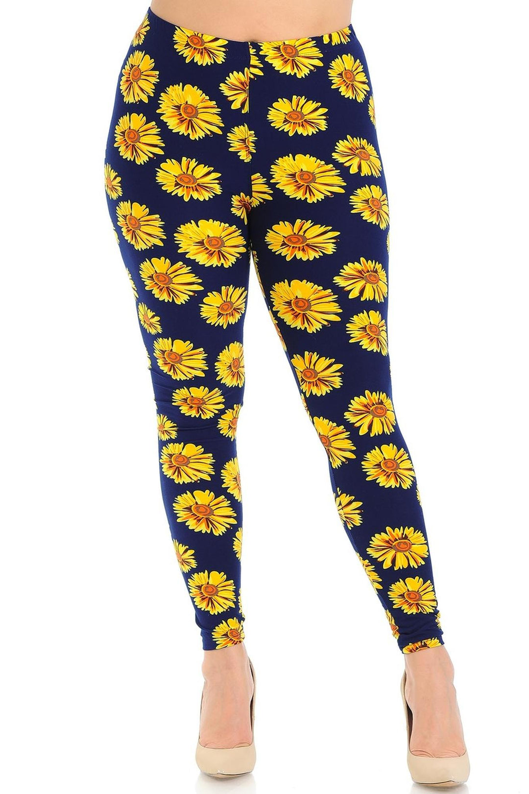 Buttery Smooth Summer Daisy Plus Size Leggings