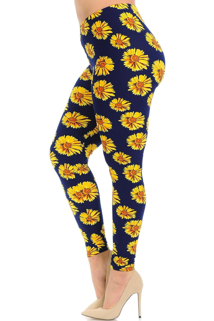 Buttery Smooth Summer Daisy Plus Size Leggings