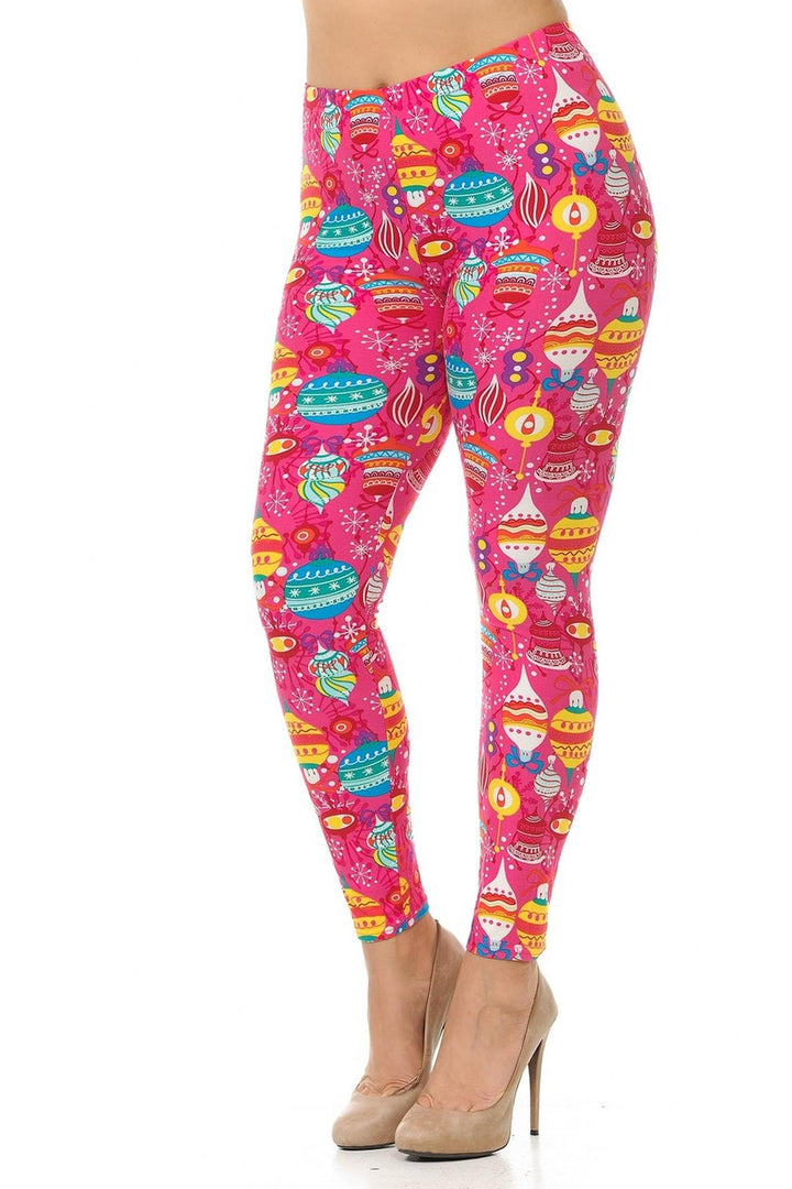 Buttery Soft Pink Christmas Plus Size Leggings
