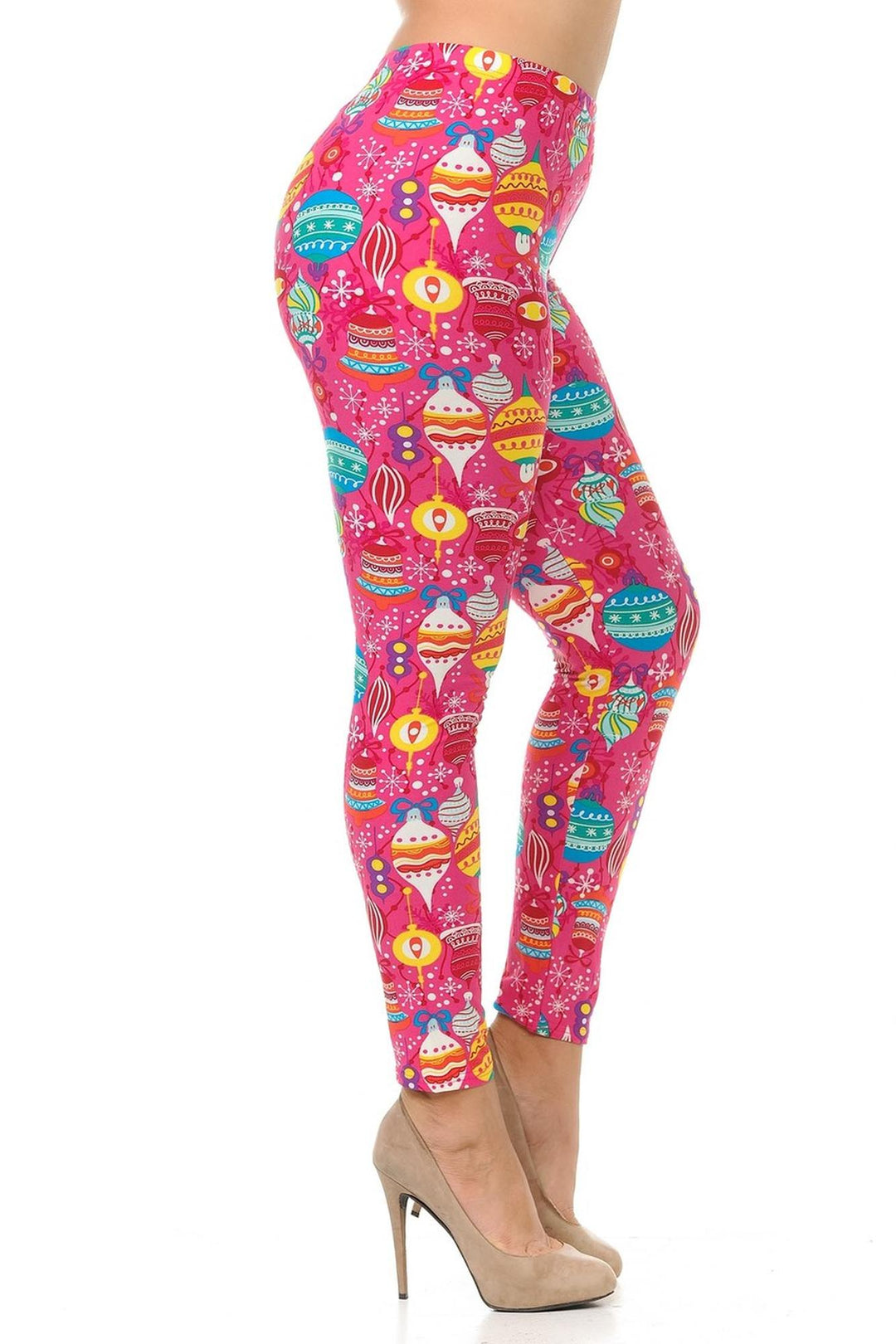 Buttery Soft Pink Christmas Plus Size Leggings