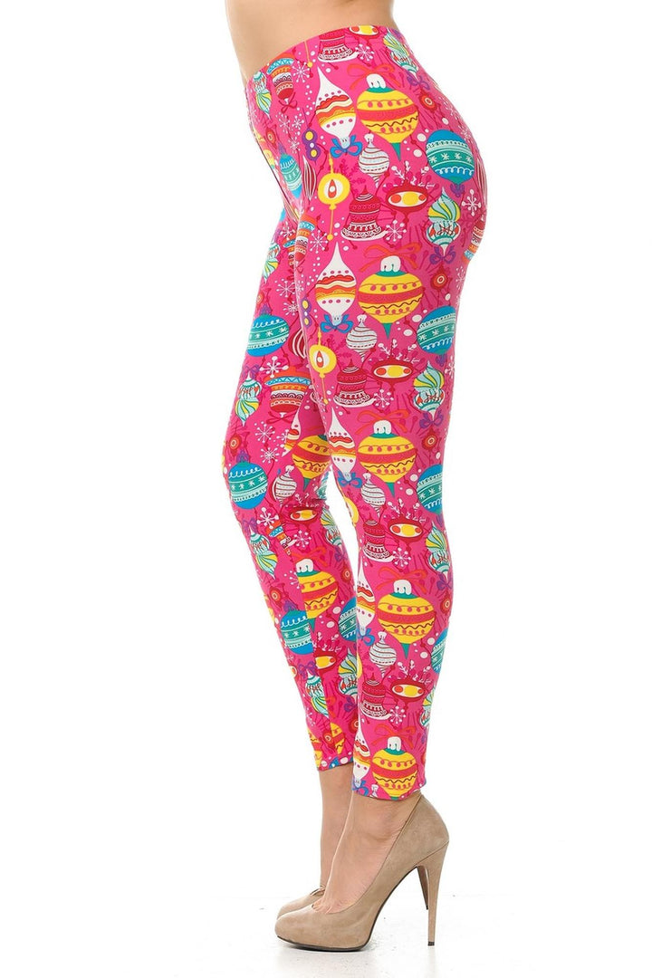 Buttery Soft Pink Christmas Plus Size Leggings