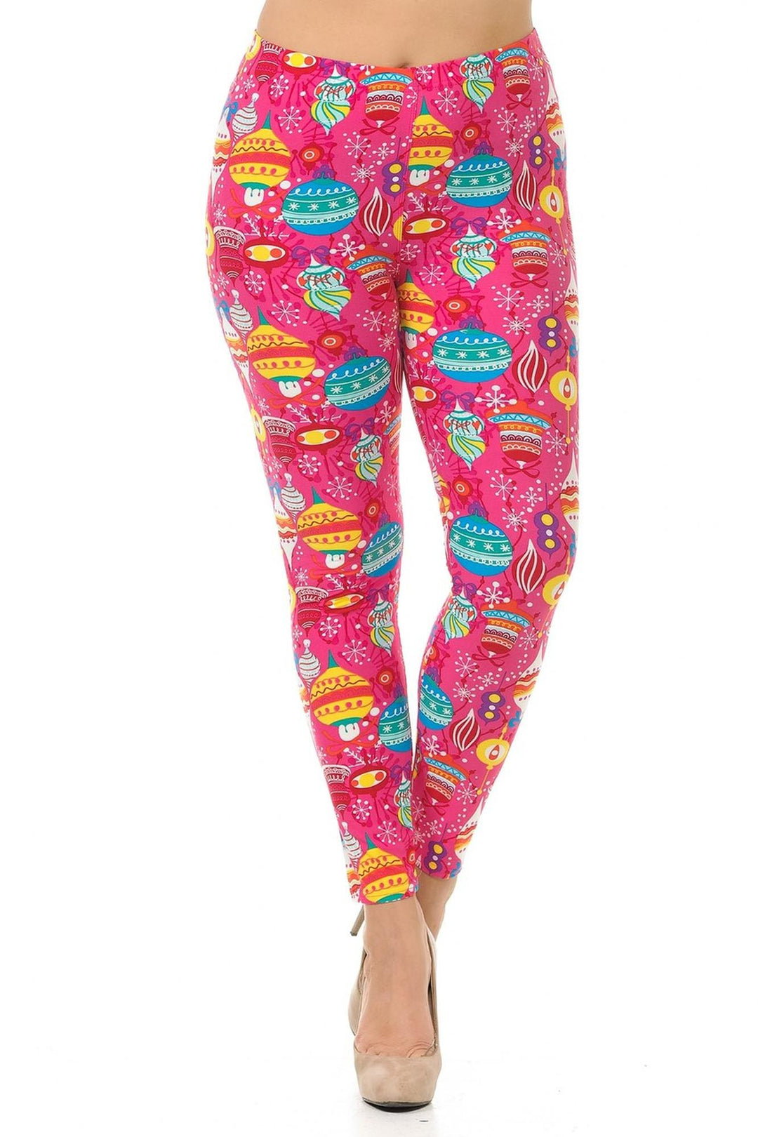 Buttery Soft Pink Christmas Plus Size Leggings