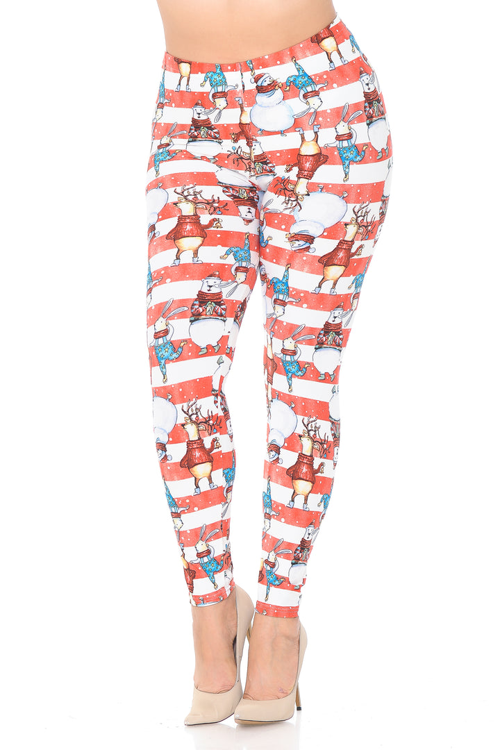 Buttery Smooth Vintage Christmas Figurine Plus Size Leggings