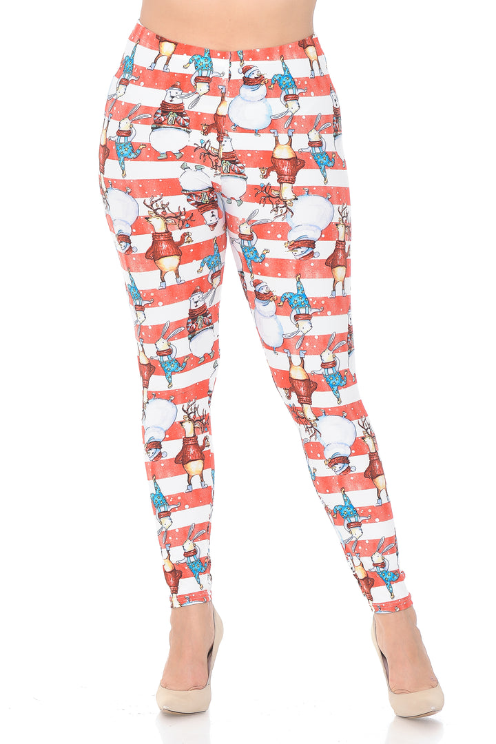 Buttery Smooth Vintage Christmas Figurine Plus Size Leggings