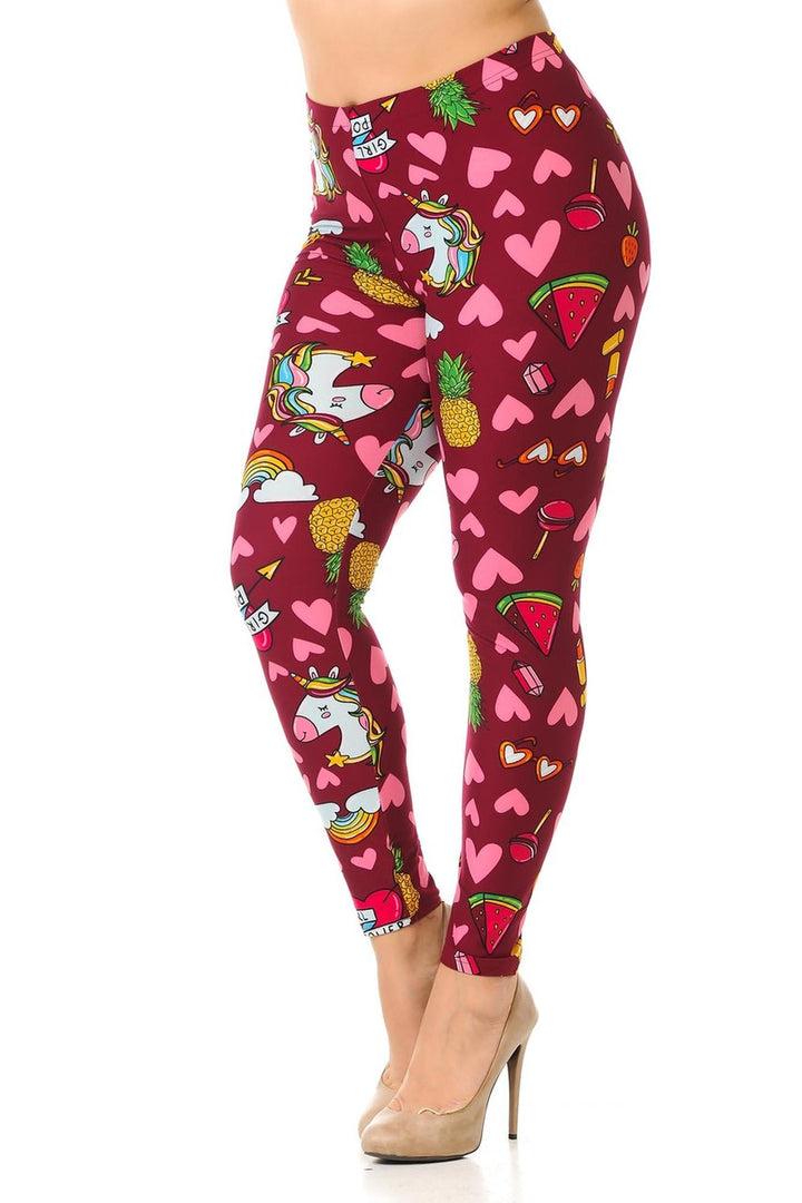 Buttery Smooth Hearts and Unicorns Plus Size Leggings