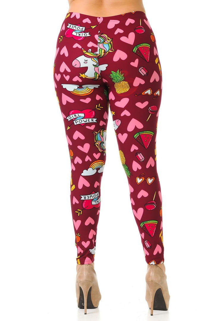 Buttery Smooth Hearts and Unicorns Plus Size Leggings