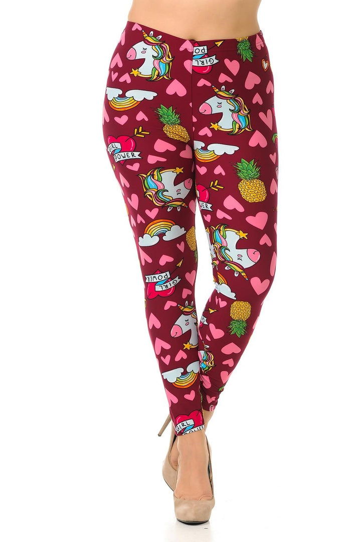 Buttery Smooth Hearts and Unicorns Plus Size Leggings