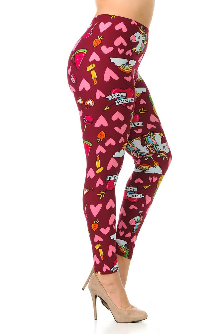Buttery Smooth Hearts and Unicorns Plus Size Leggings