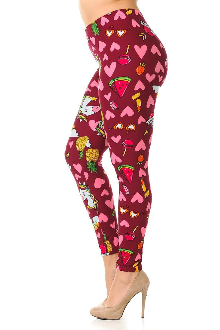Buttery Smooth Hearts and Unicorns Plus Size Leggings