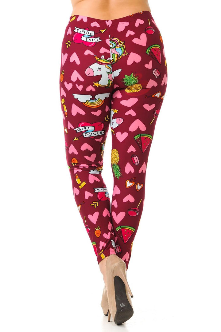 Buttery Smooth Hearts and Unicorns Plus Size Leggings