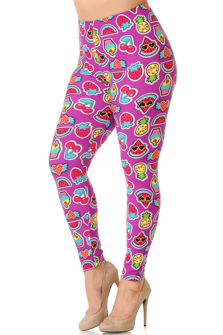 Buttery Smooth  Cartoon Fruit Plus Size Leggings
