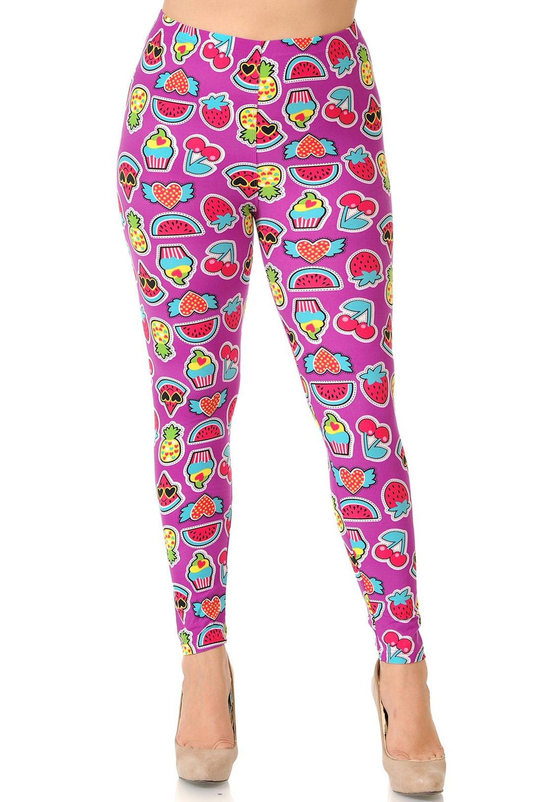 Buttery Smooth  Cartoon Fruit Plus Size Leggings