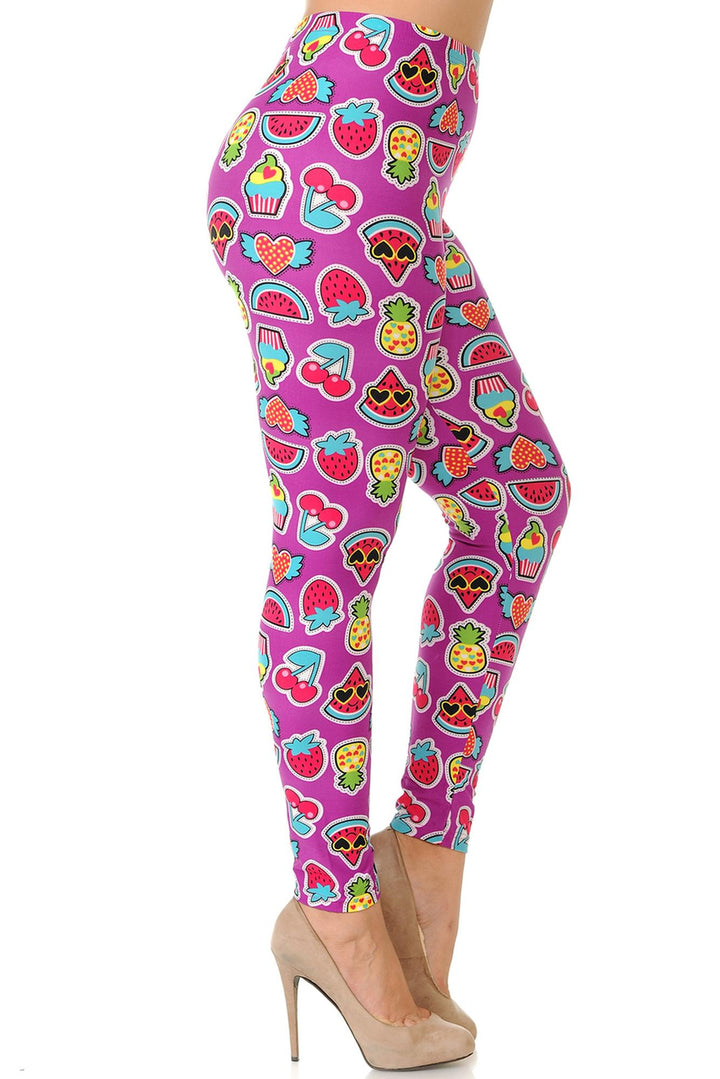 Buttery Smooth  Cartoon Fruit Plus Size Leggings