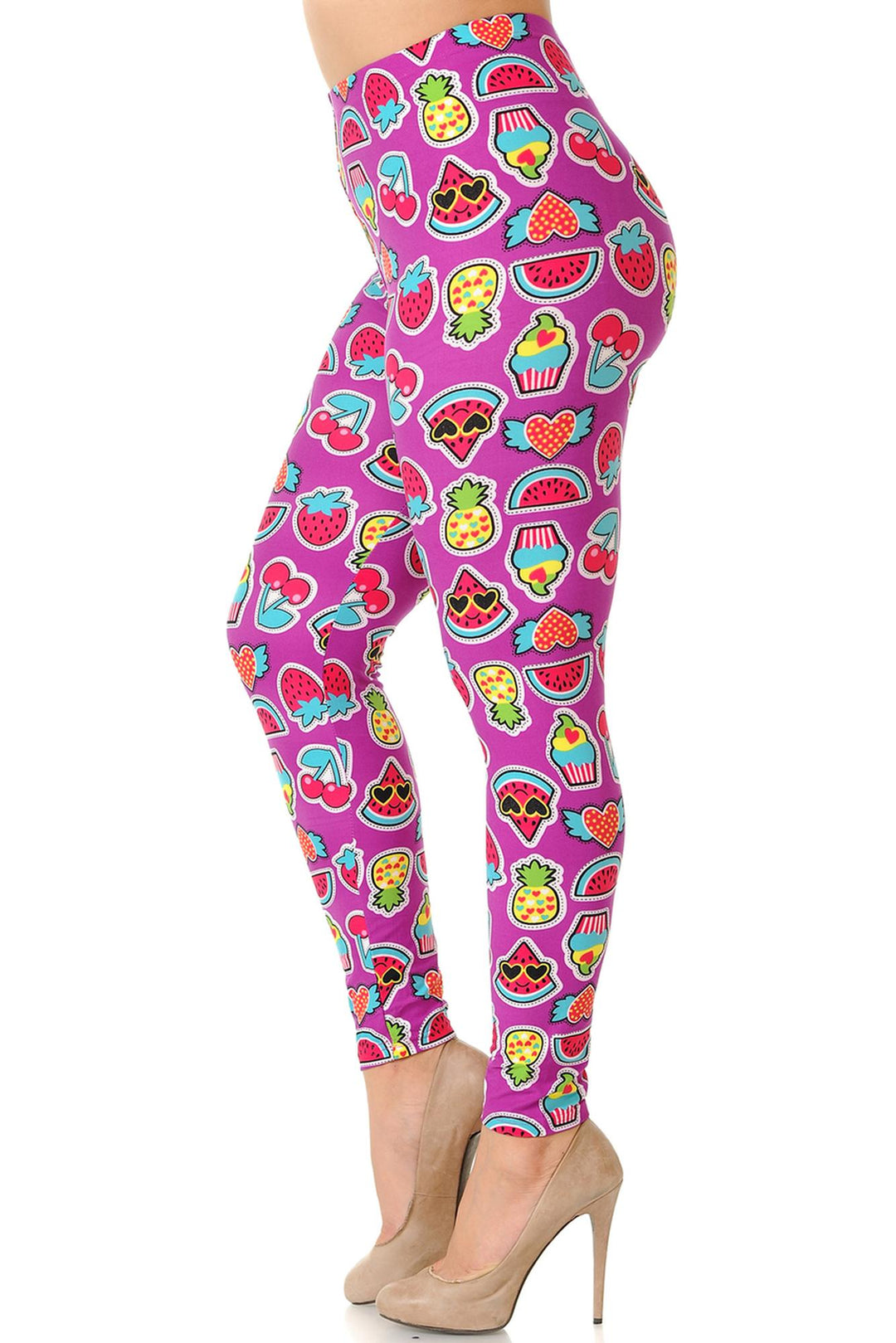 Buttery Smooth  Cartoon Fruit Plus Size Leggings