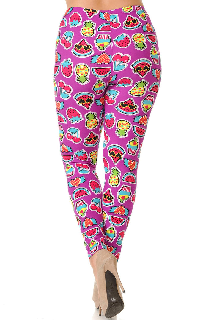Buttery Smooth  Cartoon Fruit Plus Size Leggings