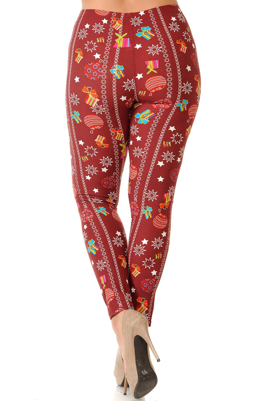 Buttery Soft Burgundy Christmas Ornament Plus Size Leggings