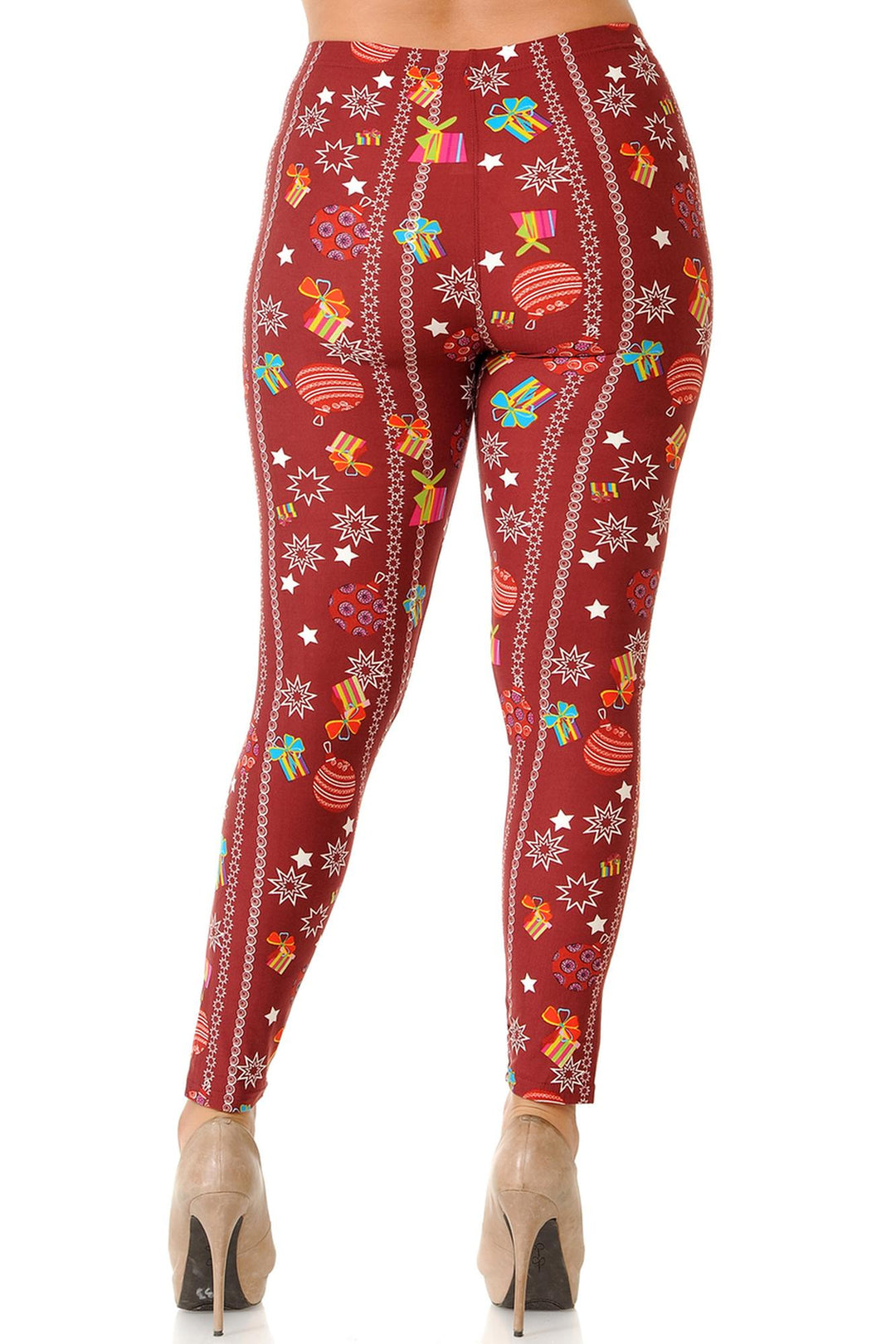 Buttery Soft Burgundy Christmas Ornament Plus Size Leggings