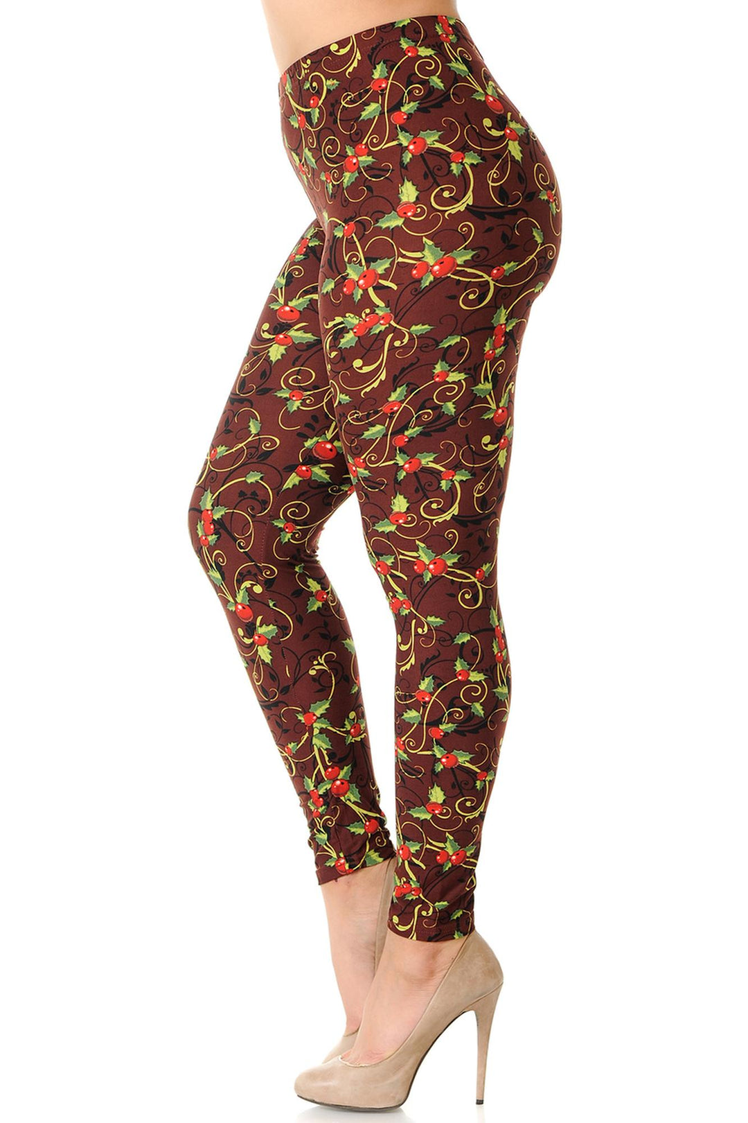Buttery Soft Christmas Holly Plus Size Leggings