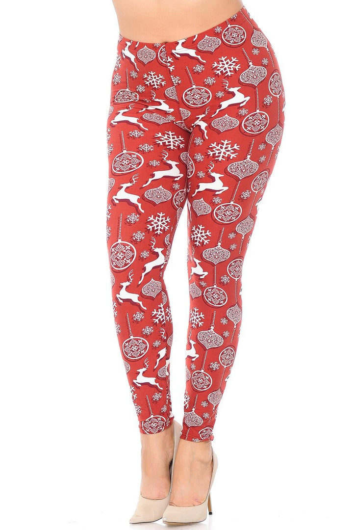 Buttery Smooth Jumping Christmas Reindeer Plus Size Leggings