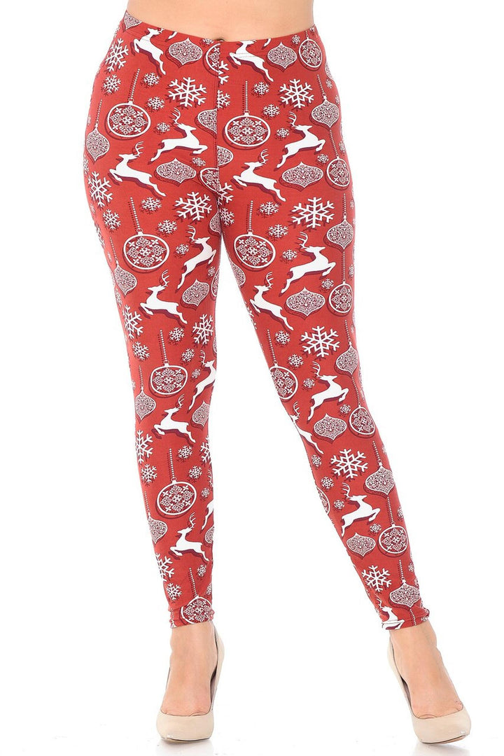 Buttery Smooth Jumping Christmas Reindeer Plus Size Leggings