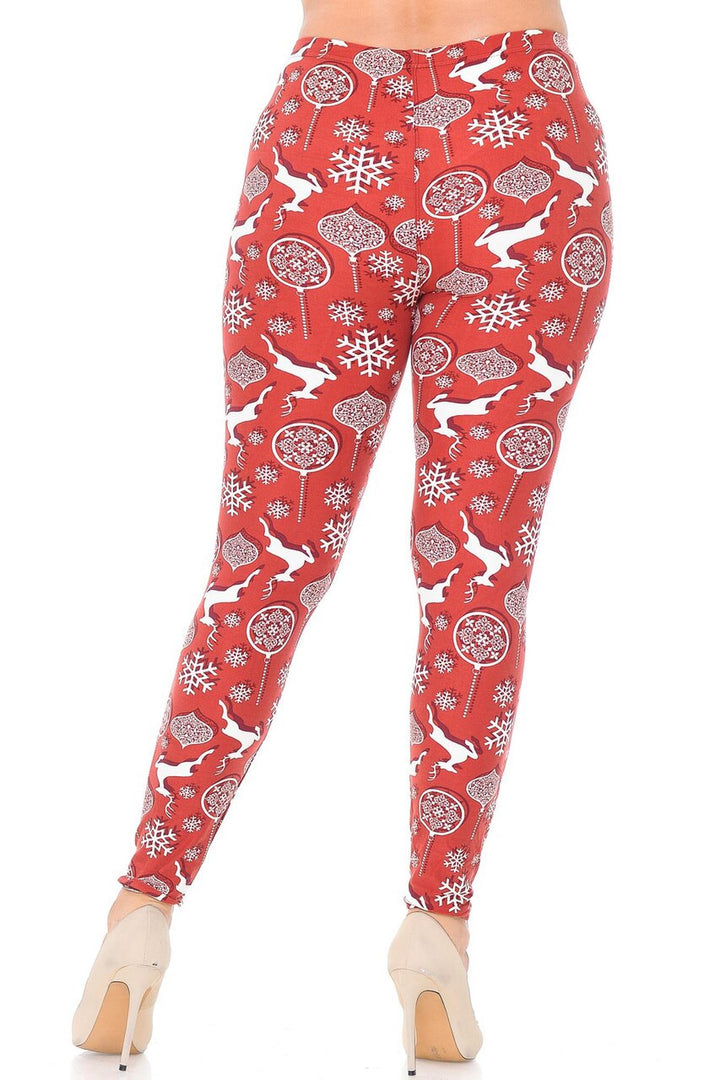Buttery Smooth Jumping Christmas Reindeer Plus Size Leggings