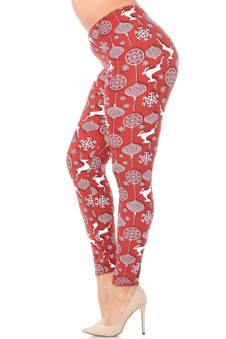 Buttery Smooth Jumping Christmas Reindeer Plus Size Leggings
