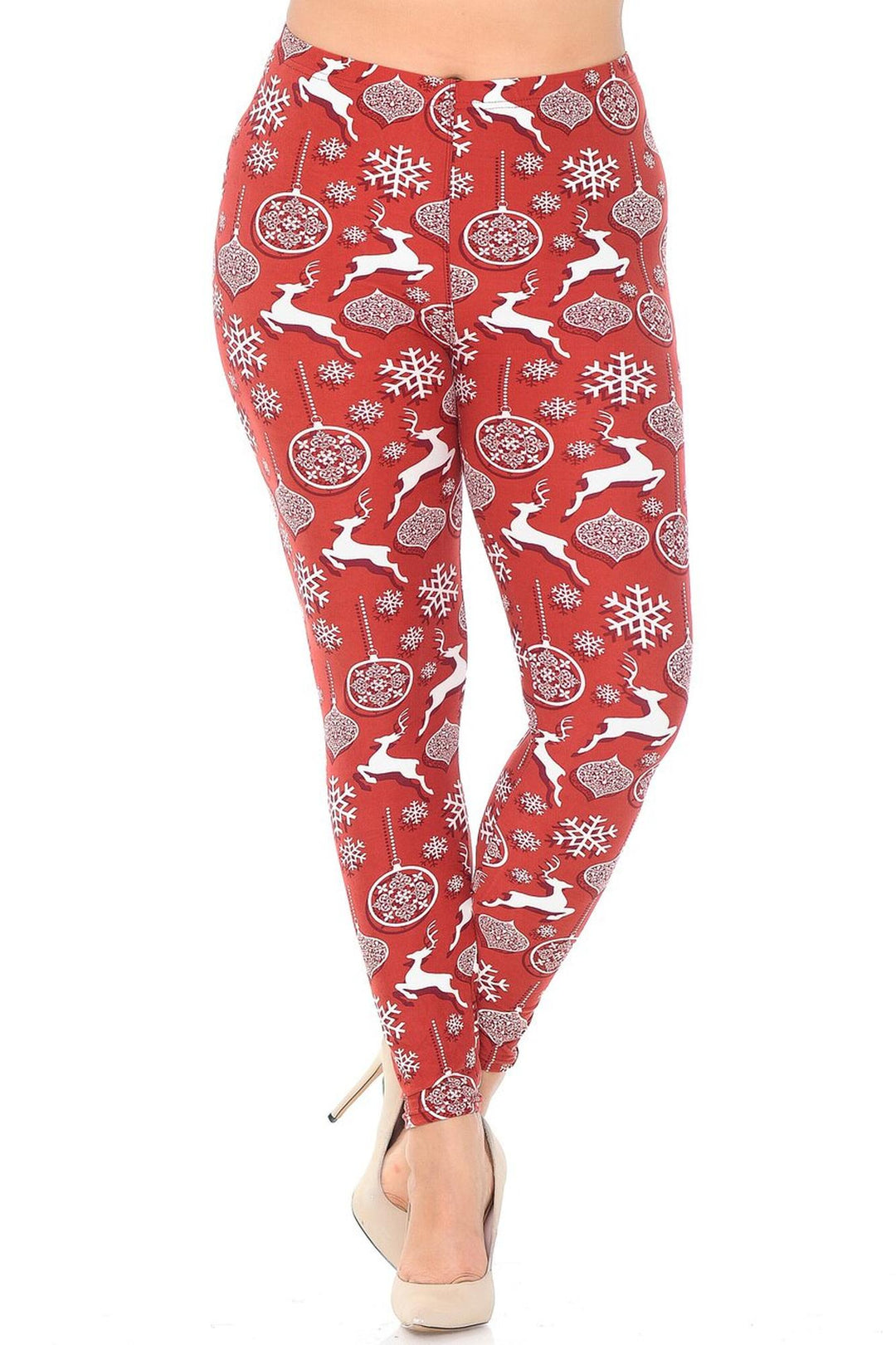 Buttery Smooth Jumping Christmas Reindeer Plus Size Leggings