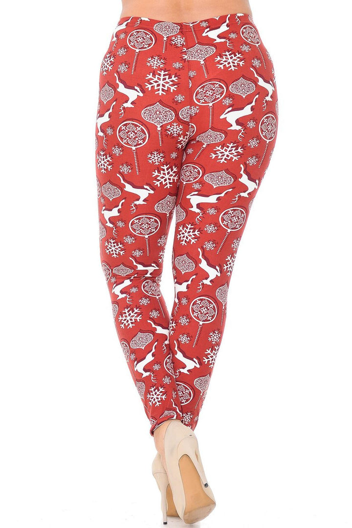 Buttery Smooth Jumping Christmas Reindeer Plus Size Leggings