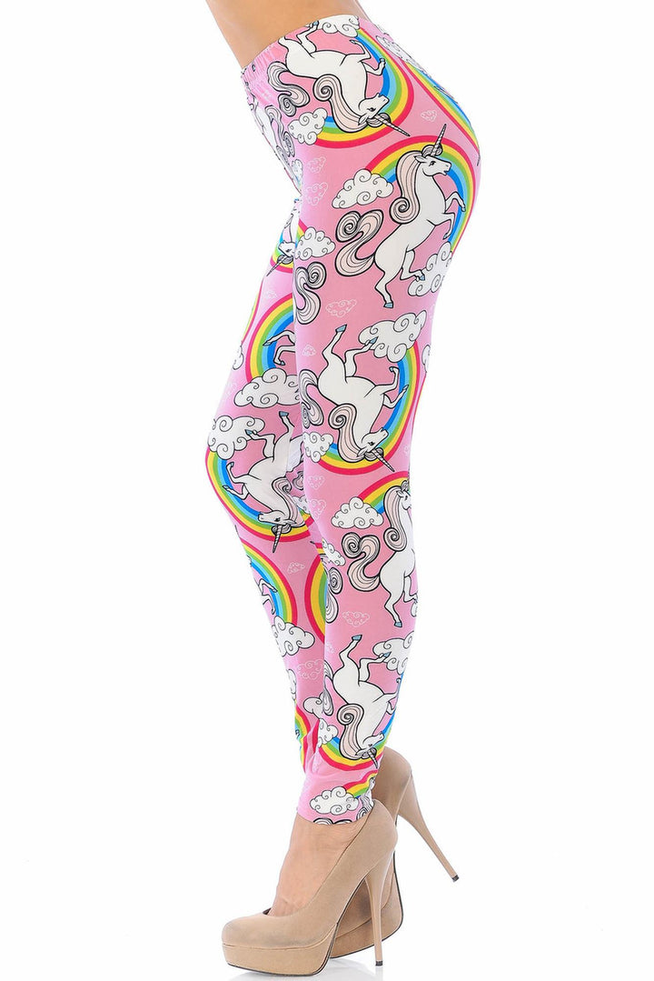 Buttery Smooth Pink Rainbow Unicorn Plus Size Leggings