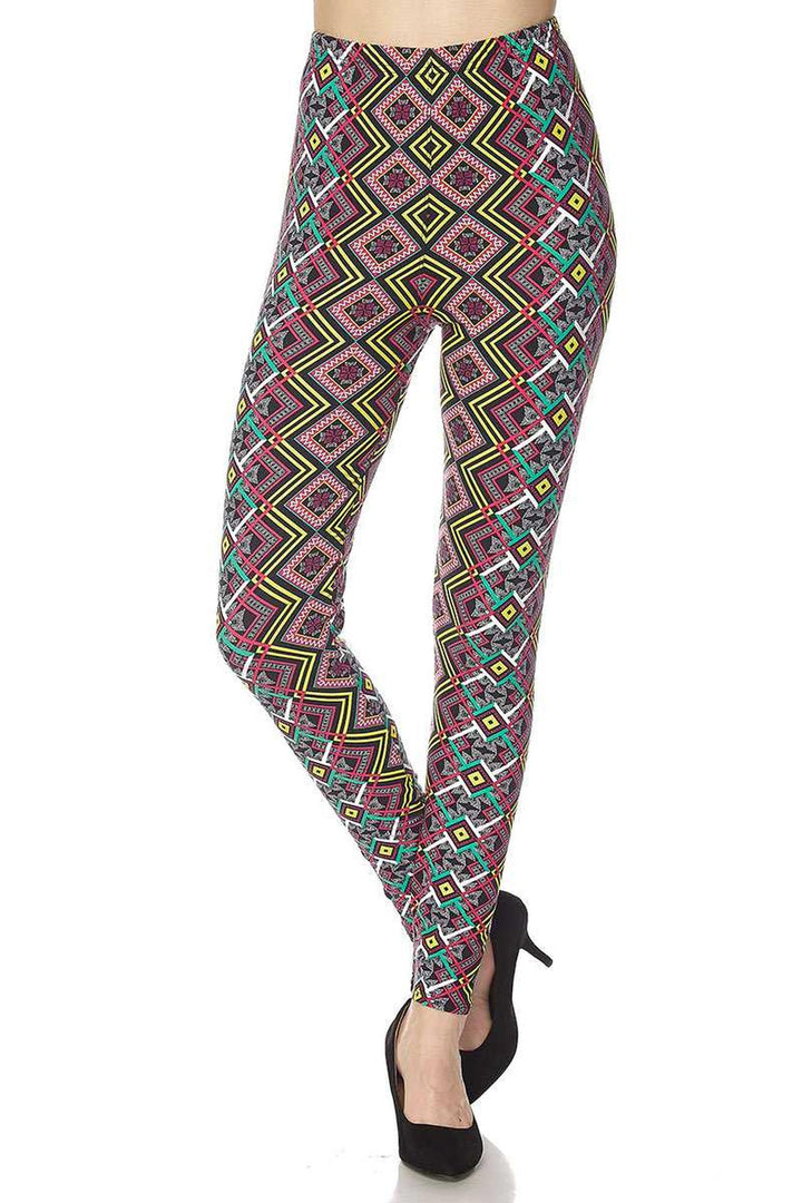 Buttery Smooth Angled Colorful Symmetry Plus Size Leggings