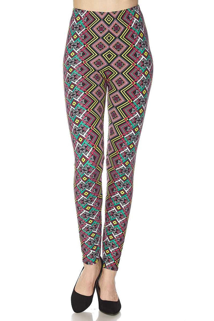 Buttery Smooth Angled Colorful Symmetry Plus Size Leggings