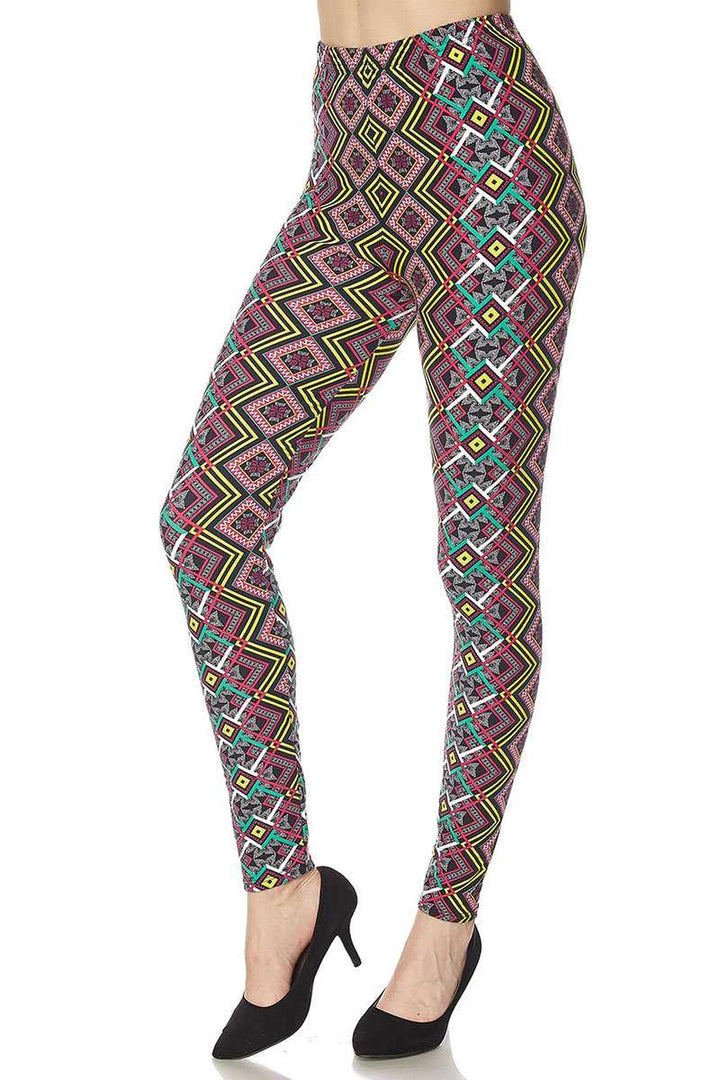 Buttery Smooth Angled Colorful Symmetry Plus Size Leggings