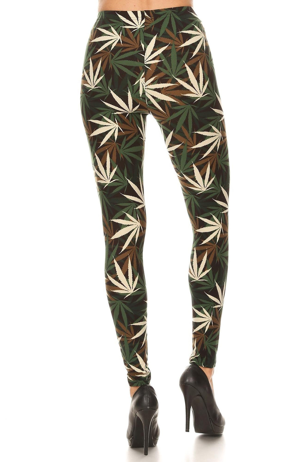 Buttery Smooth Earthen Marijuana Plus Size Leggings