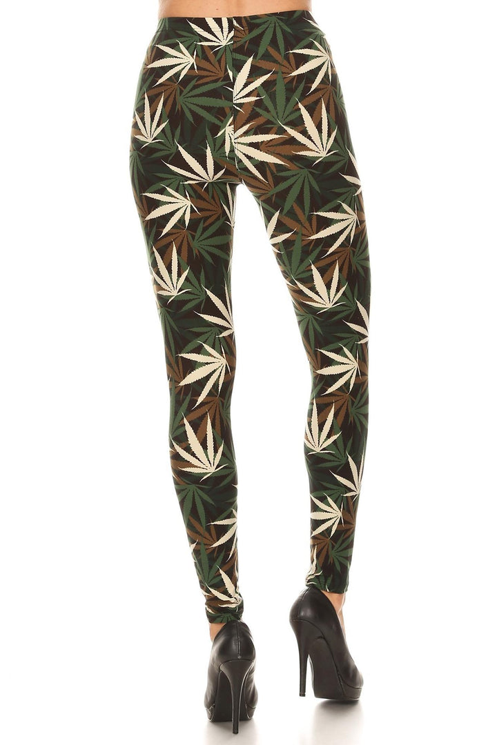 Buttery Smooth Earthen Marijuana Plus Size Leggings