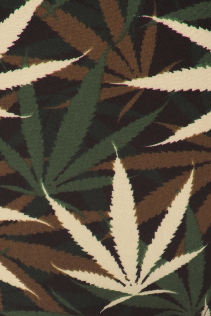 Buttery Smooth Earthen Marijuana Plus Size Leggings