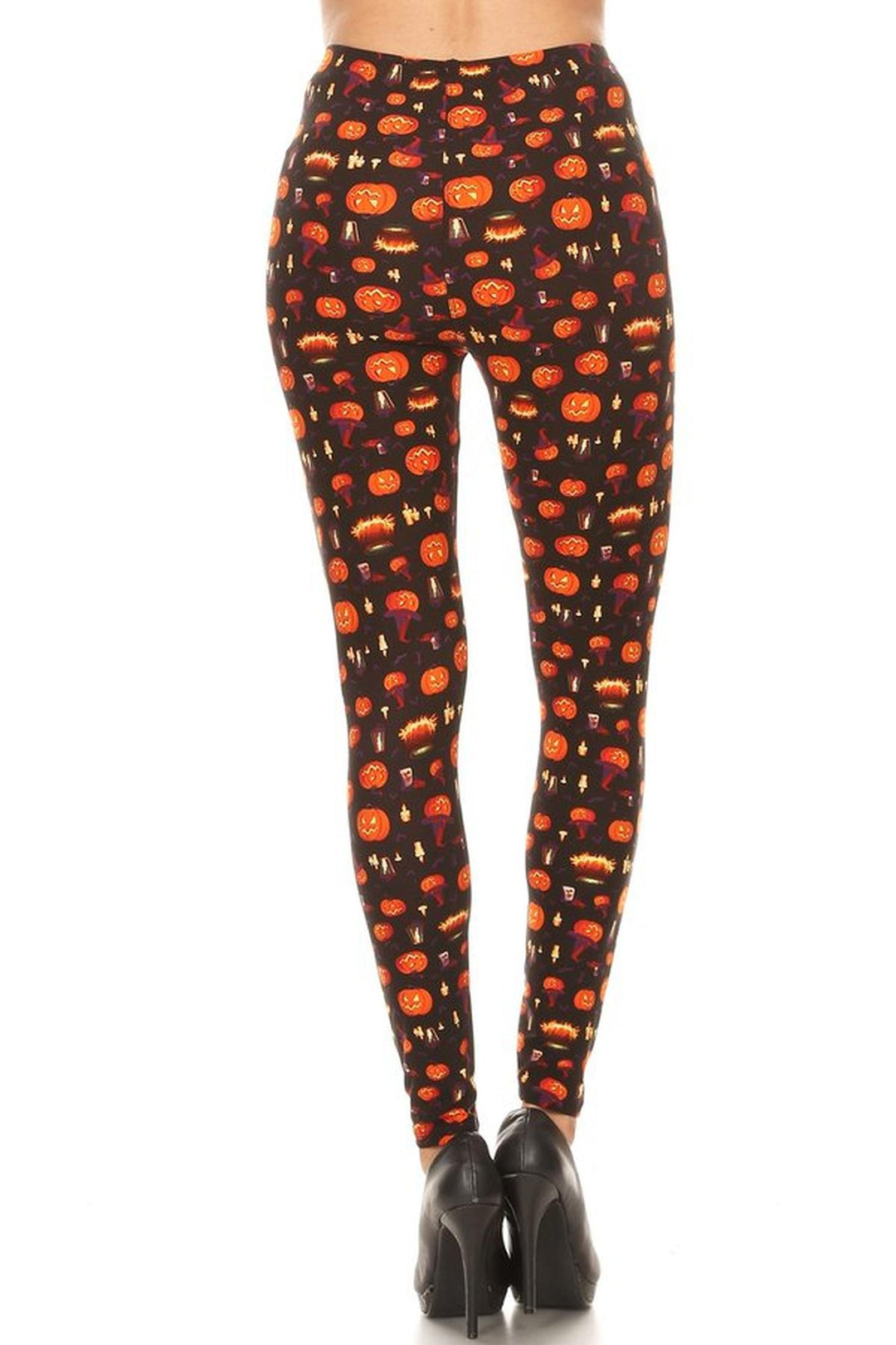 Buttery Smooth Pumpkins Cauldrons and Candles Halloween Plus Size Leggings
